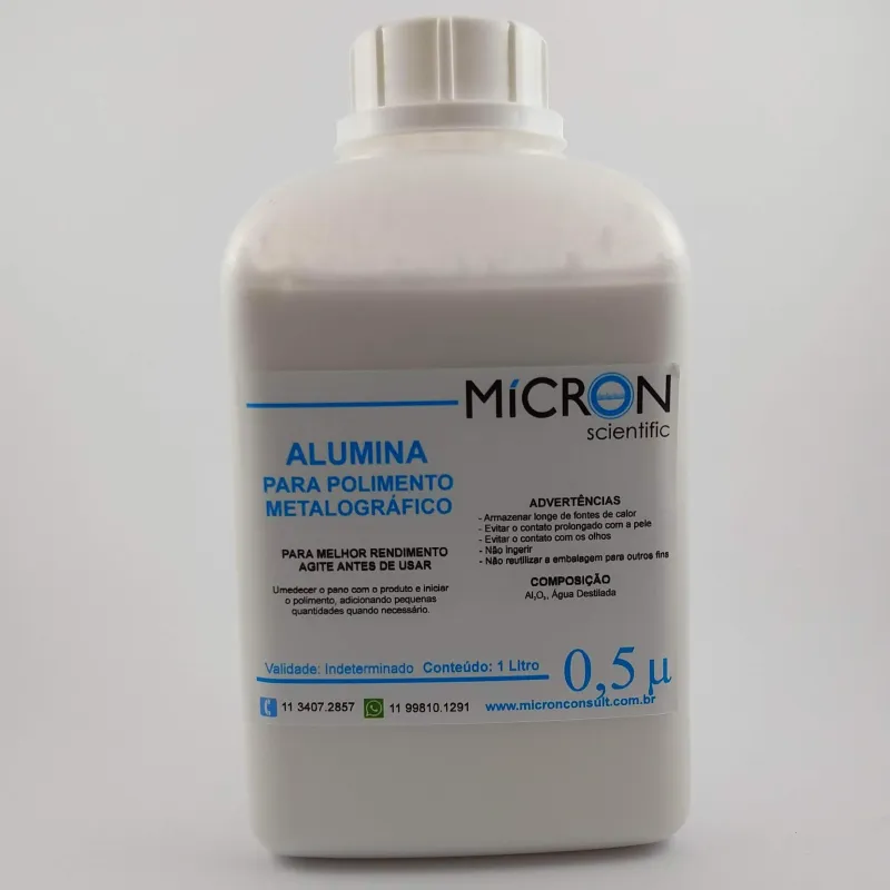 Alumina em Suspensão para Polimento Metalográfico 0,5 – Litro